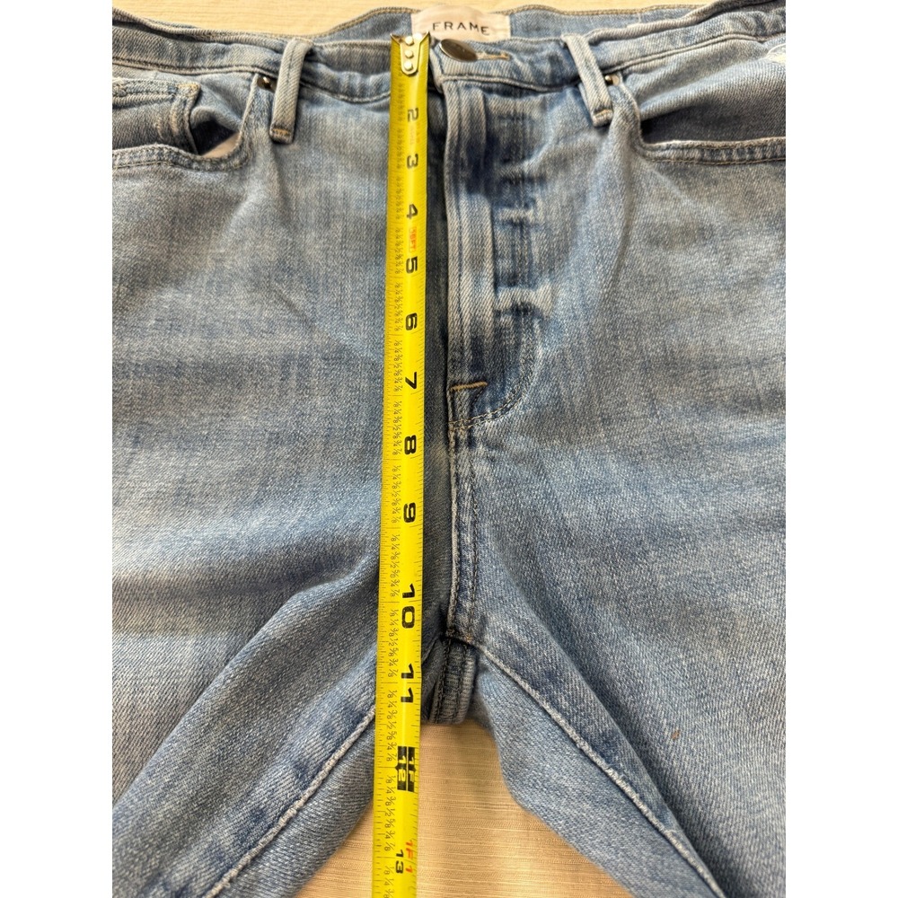 FRAME Le Beau Crop Jeans Women's 28 Distressed Light Wash Raw Hem - Picture 6 of 8